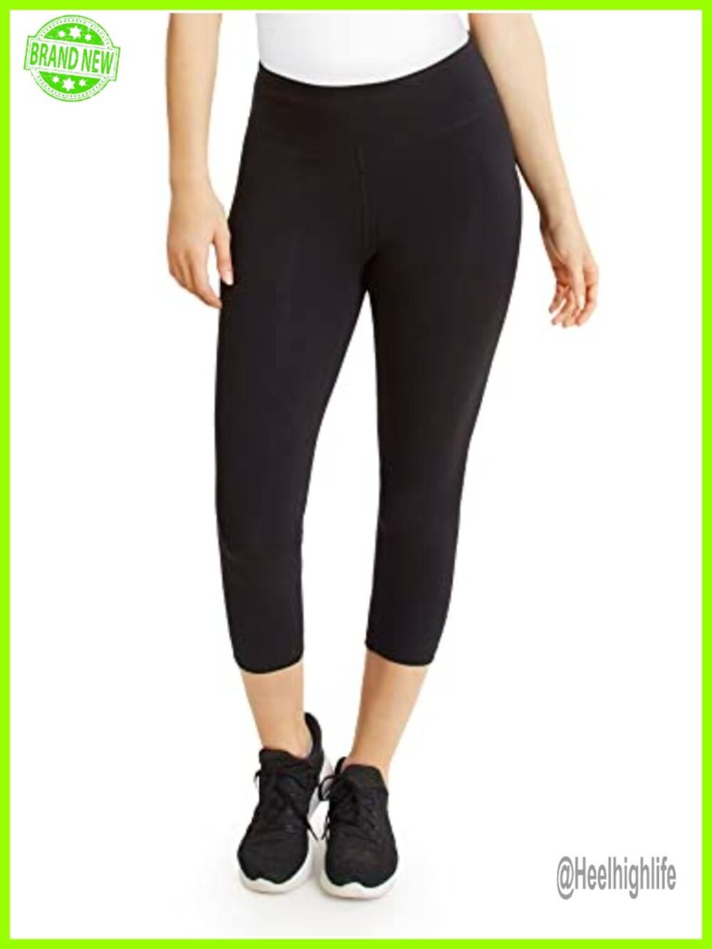 Danskin Mid Rise Capri Leggings Cotton Spandex Yoga Pants with Key Pocket